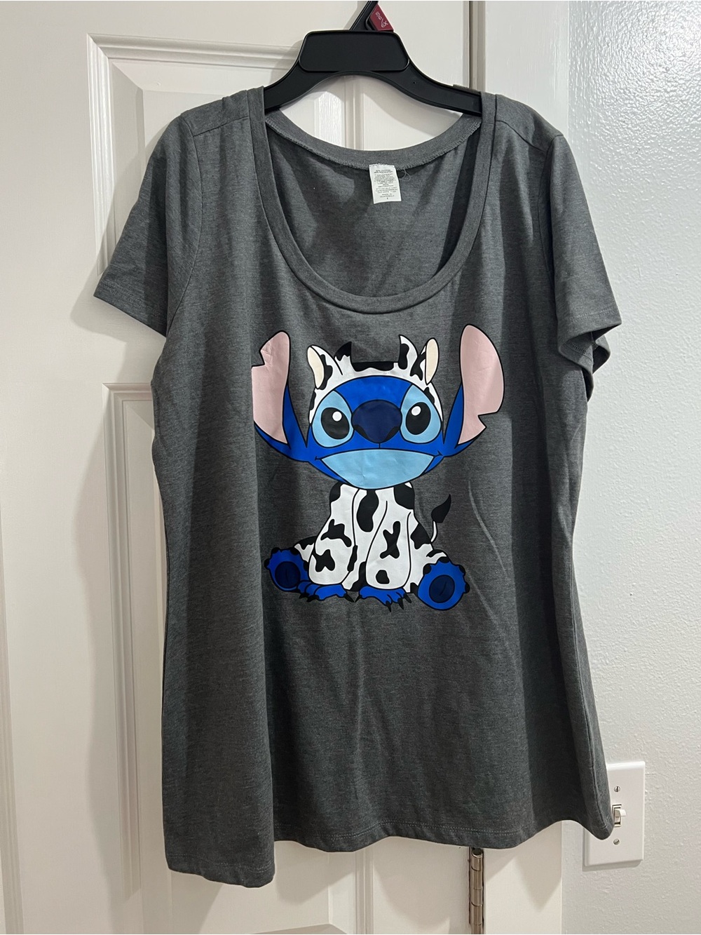 Charcoal Graphic Short Sleeve Tee with Blue Stitch Character